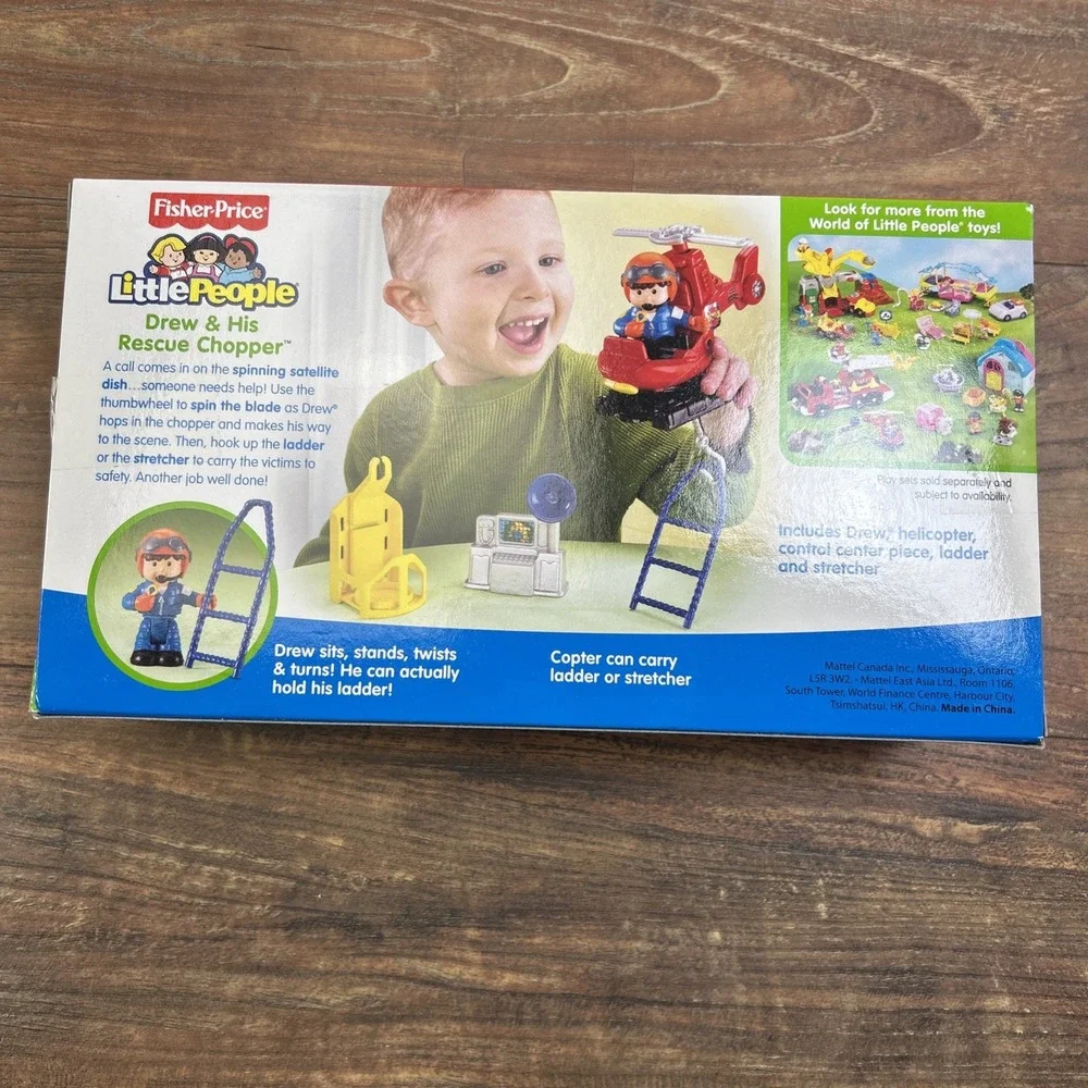 LITTLE PEOPLE DREW & HIS RESCUE CHOPPER By FISHER PRICE 2007 NEW L4793